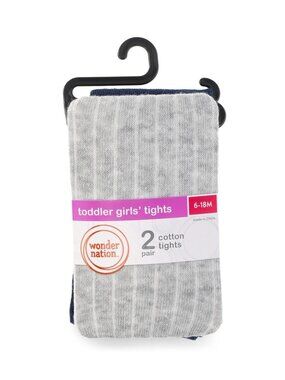NWT Wonder Nation Toddler Blue Girl Tights / 2 Pair / Size 6-18 Months